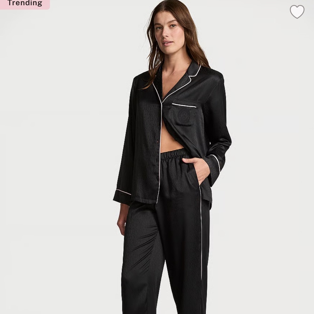 Victoria's Secret Black Satin Pajama Set